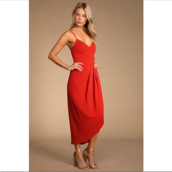 Lulu's Reinette Rust Midi Sleeveless Dress - Picture 2 of 13